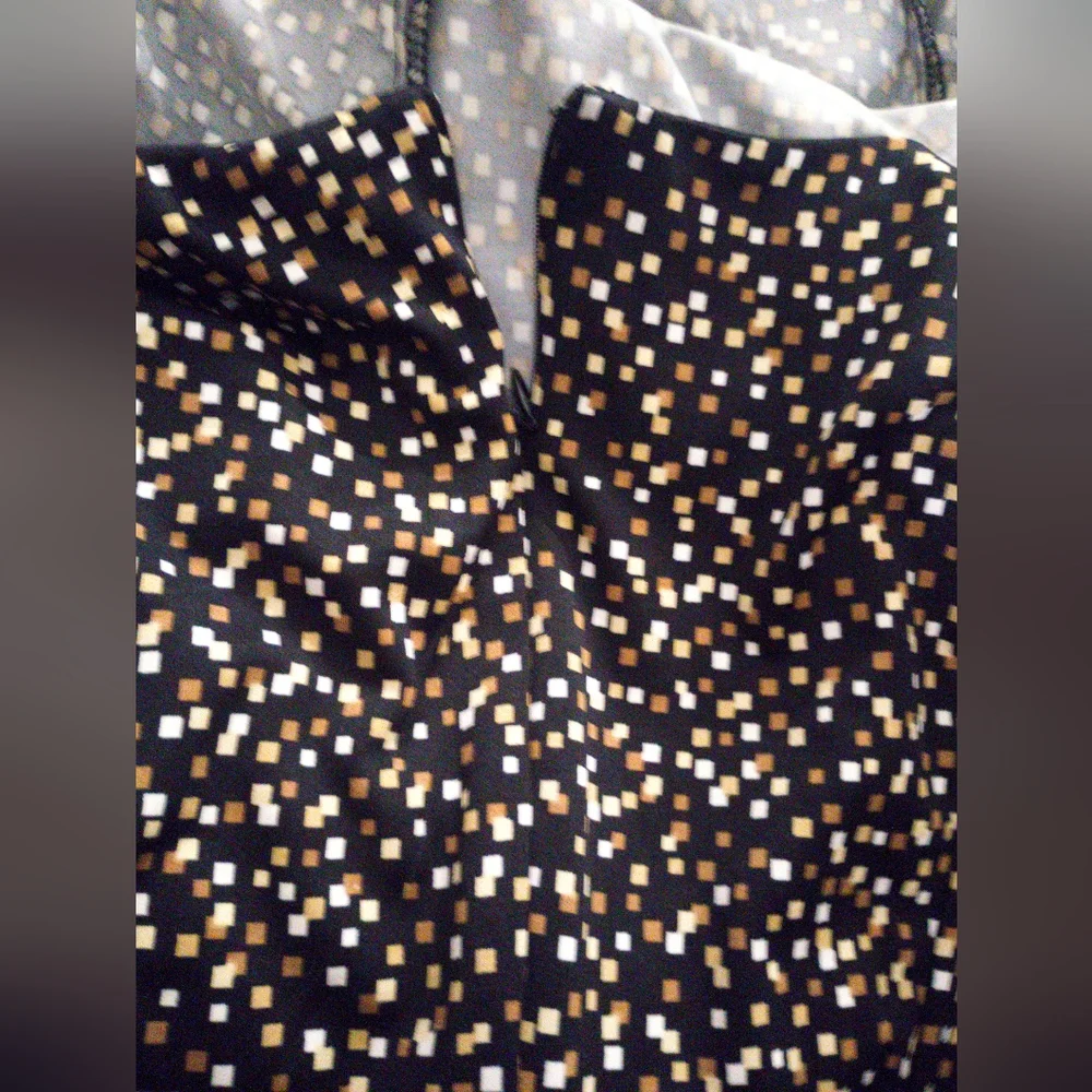 R&K Black Brown Square Pattern Dress Women's Plus Sz 16 Lined Bodice sleeveless